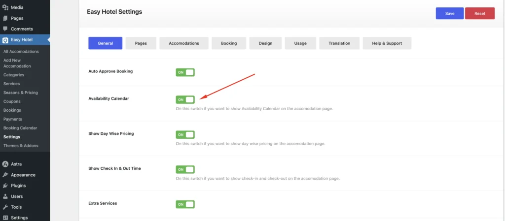 Room Availability Calendar